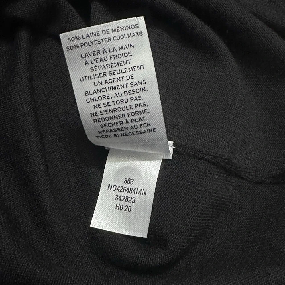 Nordstrom Men's Black 50% Merino Wool/Coolmax Polyester 1/4 Zip Sweater - Size M